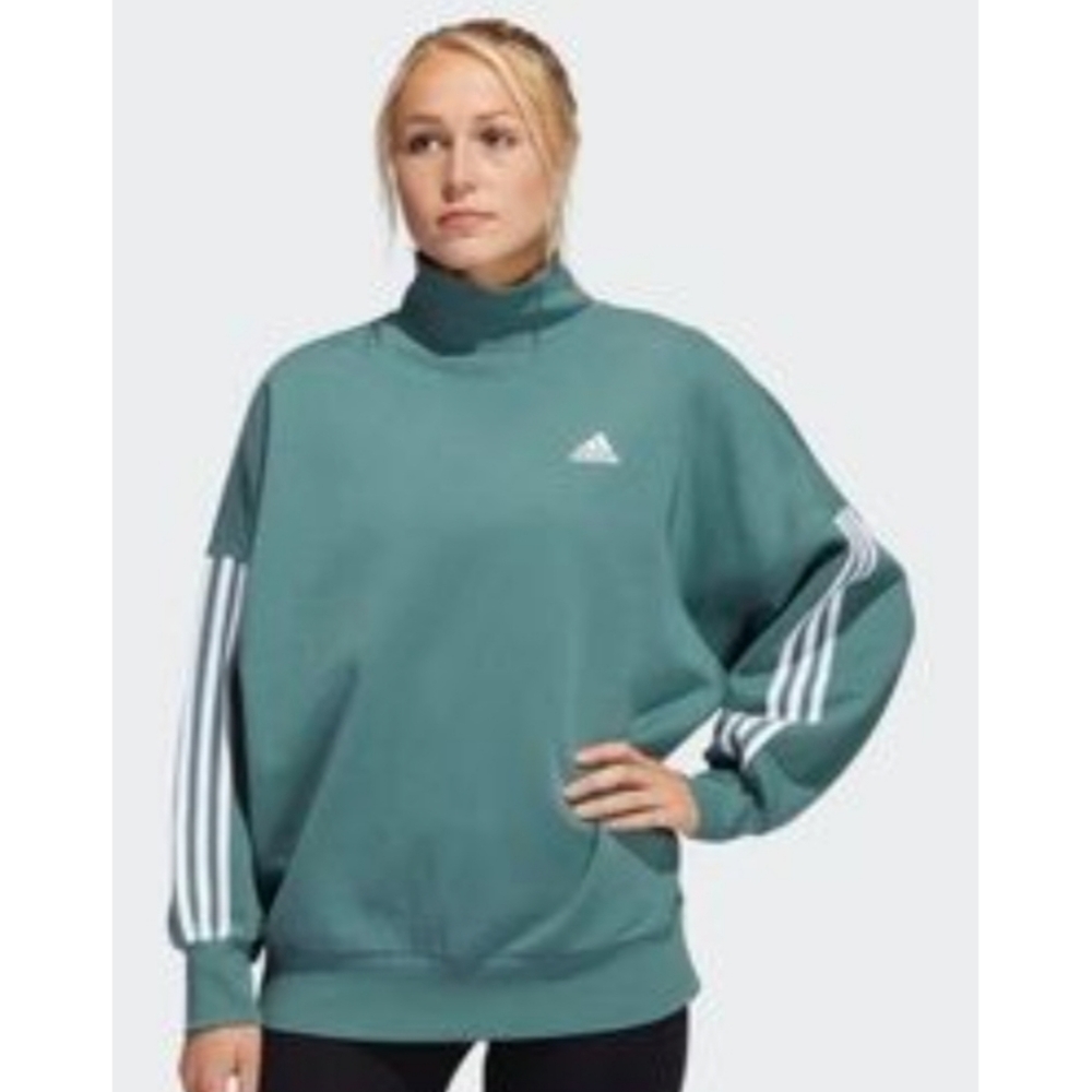 Womens Adidas three stripe teal sweater Size M